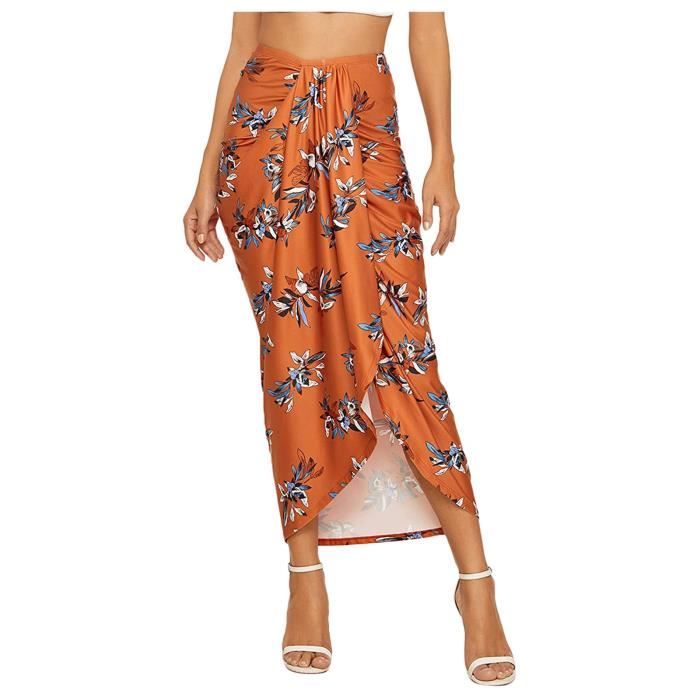 Jupe Midi Asymétrique Noire à Volants - Taille Haute élastique, Style Gothique Décontracté