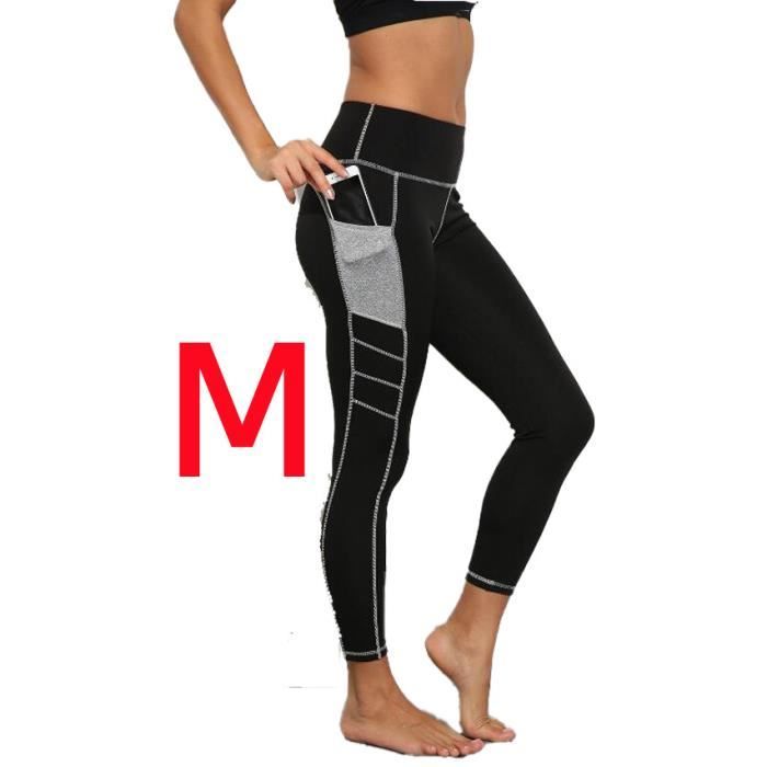 Legging Femme Sport Pantalon Taille Haute Élasticité Respirante Poches Yoga Fitness Pilates Les Sports Gym 
