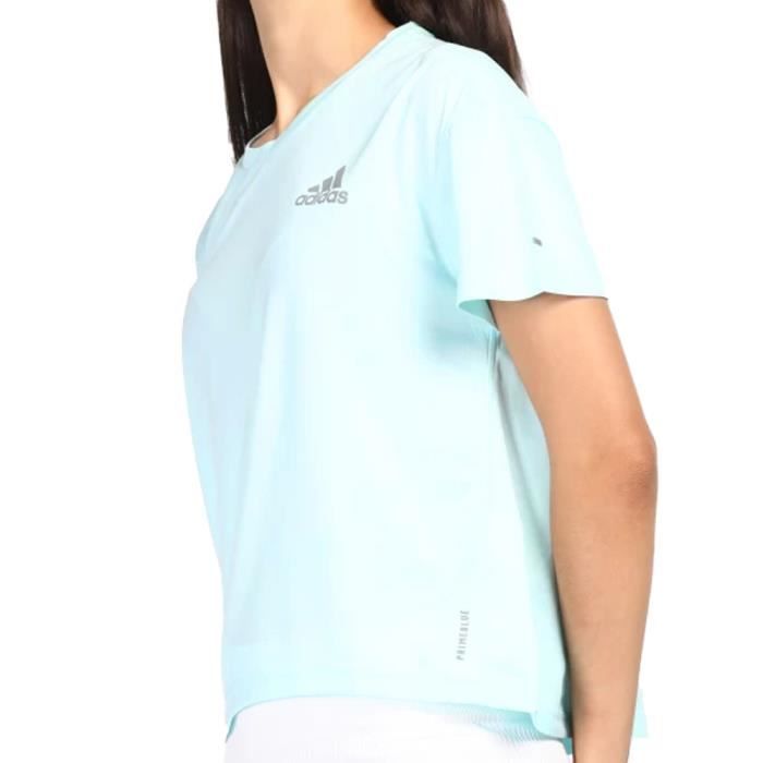 T shirt de running Femme Adidas Primeblue Bleu clair Manches