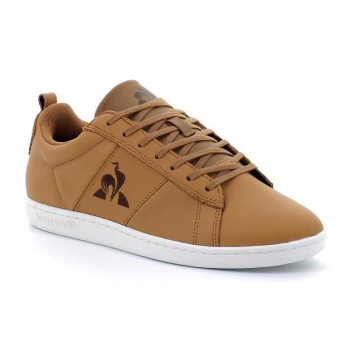 Baskets Courtclassic Craft Marron - LE COQ SPORTIF - Homme - Cuir - Lacets - Plat