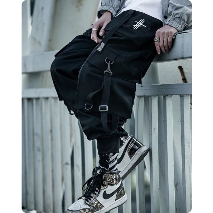 Tenue professionnelle pantalon Cargo pour homme jogging style militaire japonais noir poches hip hop Ankel Black C3622 Blanc Cdiscount Pret a Porter