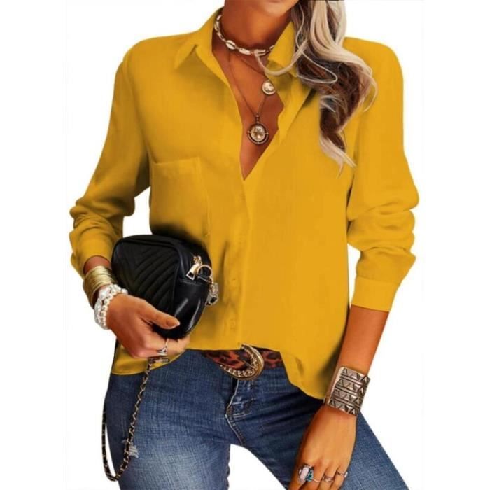 Chemisier jaune sale femme
