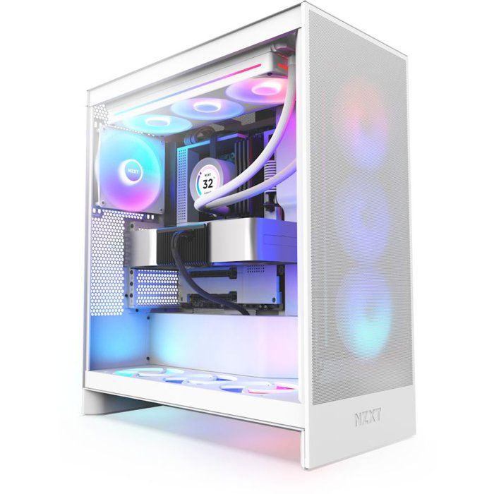 Boîtier PC Moyen Tour - NZXT - H7 Flow RGB (2024) - RGB intégré - Coloris Blanc - Flux dair optimisé