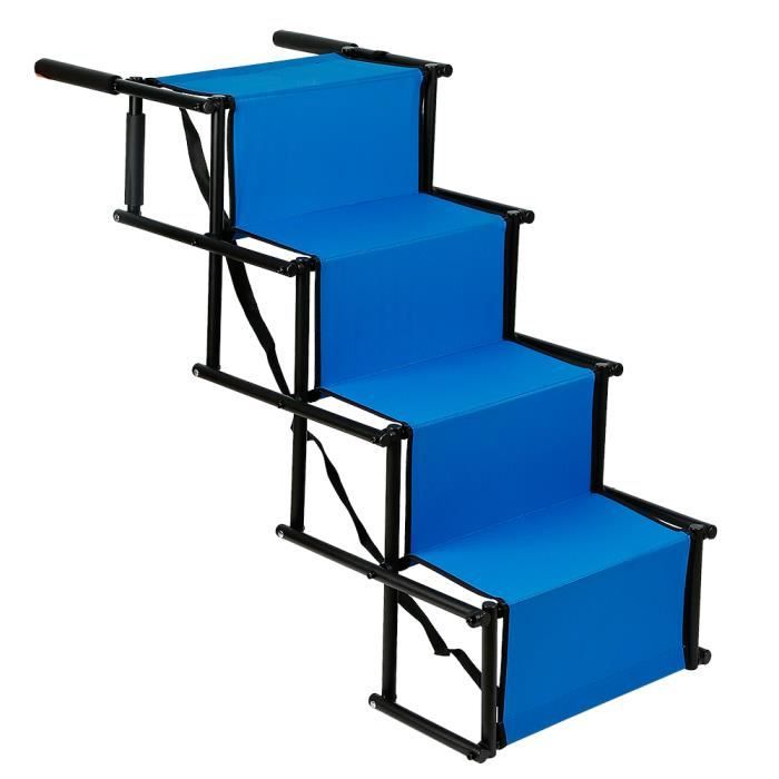 Escalier pour Chien - HSTURYZ - Pliable - 4 Marches - Supporte 80 KG - Bleu