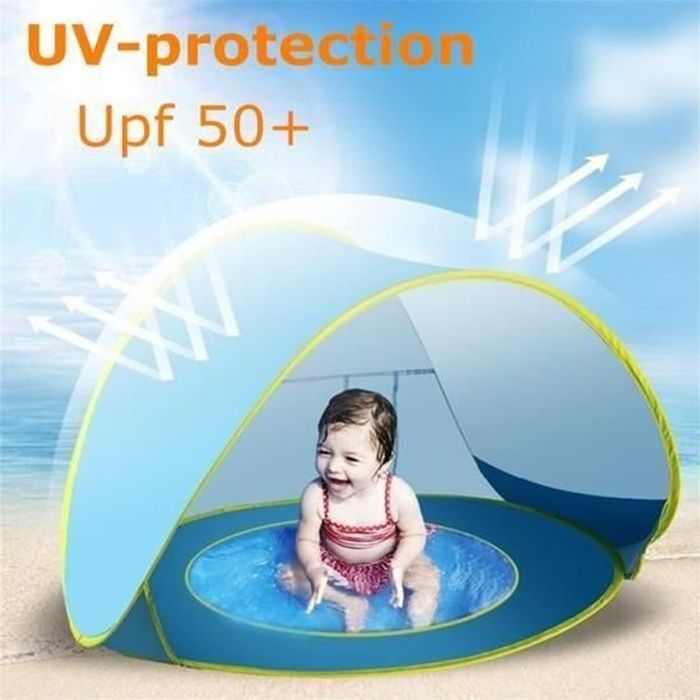 Tente Plage Anti-UV Upf 50+ Bébé Piscine Détachable Fond Etanche Camping Protection Abri
