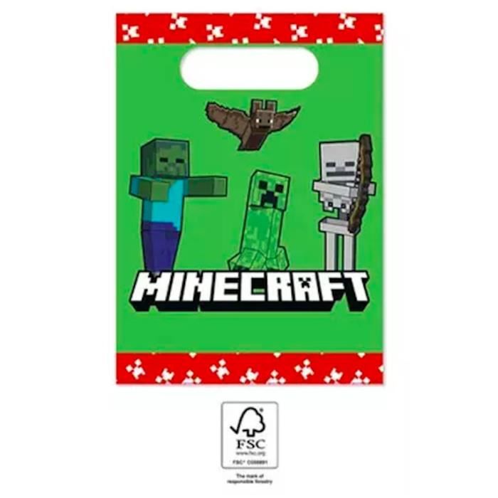 Sachets de fête Minecraft (4 pièces) Numéro d'article : PNN95659, Anniversaire enfants