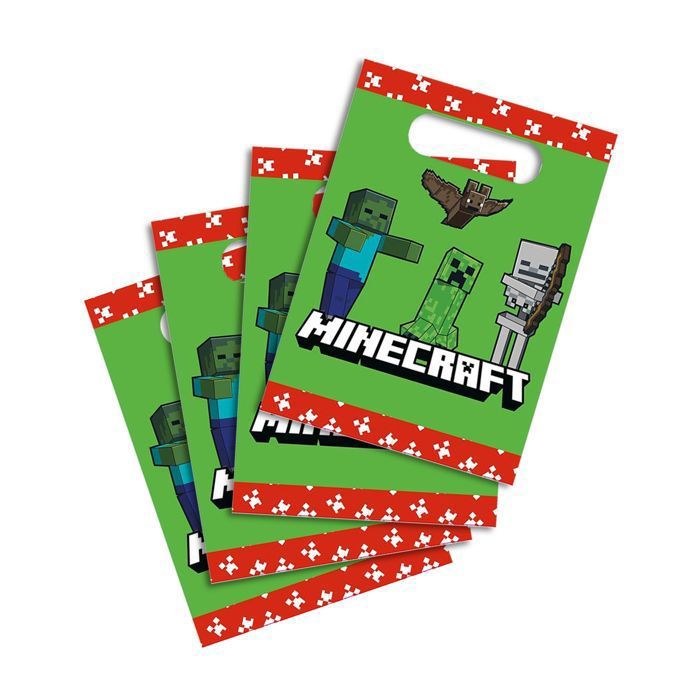 Sachets cadeau en papier - PROCOS - Minecraft - Lot de 4 - Motif ...