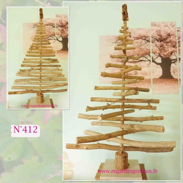 Grand SAPIN DE NOËL EN BOIS FLOTTE rotatif N°412. FABRICATION