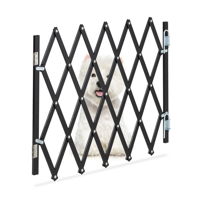 Comparer les prix de Relaxdays Barrière de sécurité pour chiens, 96 cm, 48,5 - 60 cm de haut, bambou, sécurité, escaliers & porte, noir