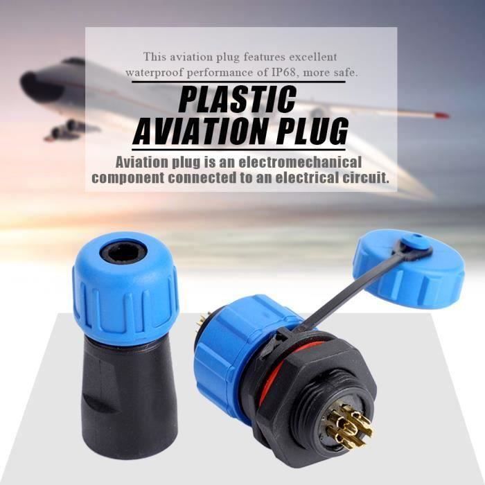 Connecteur étanche IP68 SP13 - 2 à 9 Broches - Pour Montage Panneau - Prise Mâle/femelle - Noir Et Bleu