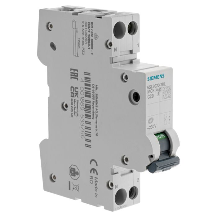 SIEMENS Disjoncteur Ph+N courbe C 4.5kA 7 - vue 5