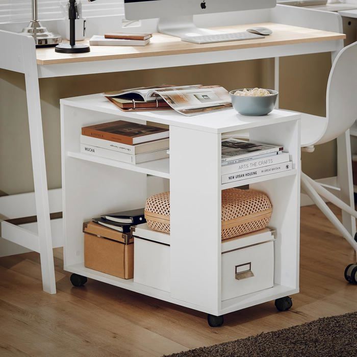 SoBuy Table dAppoint à Roulettes 2 Niveaux avec Étagères Bibliothèque Mobile pour Salon Chambre ou Bureau 70x35x60 cm Blanc SoBuy Table dAppoint à Roulettes 2 Niveaux avec Étagères Bibliothèque Mobile pour Salon Chambre ou Bureau 70x35x60 cm Blanc