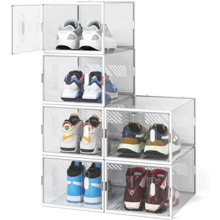 Lot de 18 boîtes à chaussures en plastique transparents empilables