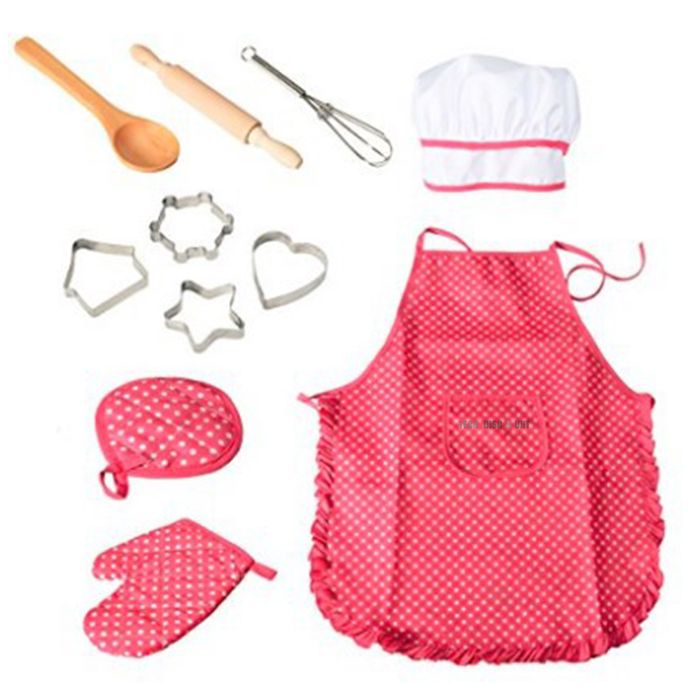 TD® Costume de pâtissière pour enfants costume de cuisine pour jeux de rôle enfants tablier enfants tablier charlotte accessoires