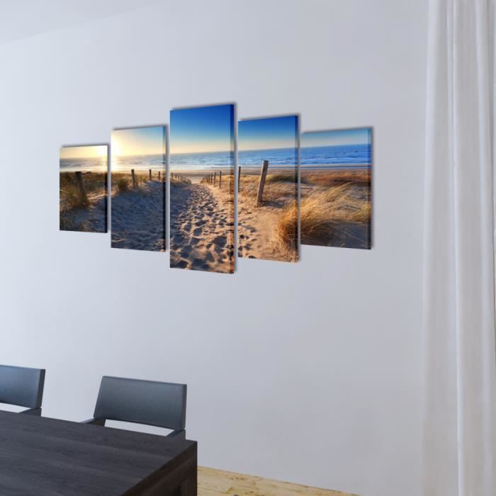 Wallpaper Toiles Murales A 5 Panneaux Motif De Plage De Sable Decor Salon Ou For Free