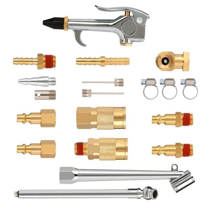 Kit Accessoires Compresseur D'air CarBole 1/4 NPT - Tuyau Nylon 25 Pieds (7,6m) - 20 Pièces - Pression Max 200 PSI
