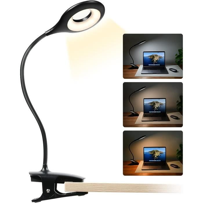 Lampe De Bureau LED à Intensité Variable, écran De Moniteur Pour Ordinateur, Double Tête, Lampe De Table De Lecture, Bureau, étude, Travail, éclairage Plié