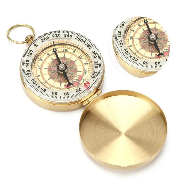 Boussole En Laiton Amovible – 6×1 Cm – Équipement Camping Et Survie – Portable, Rotative – Feng Shui