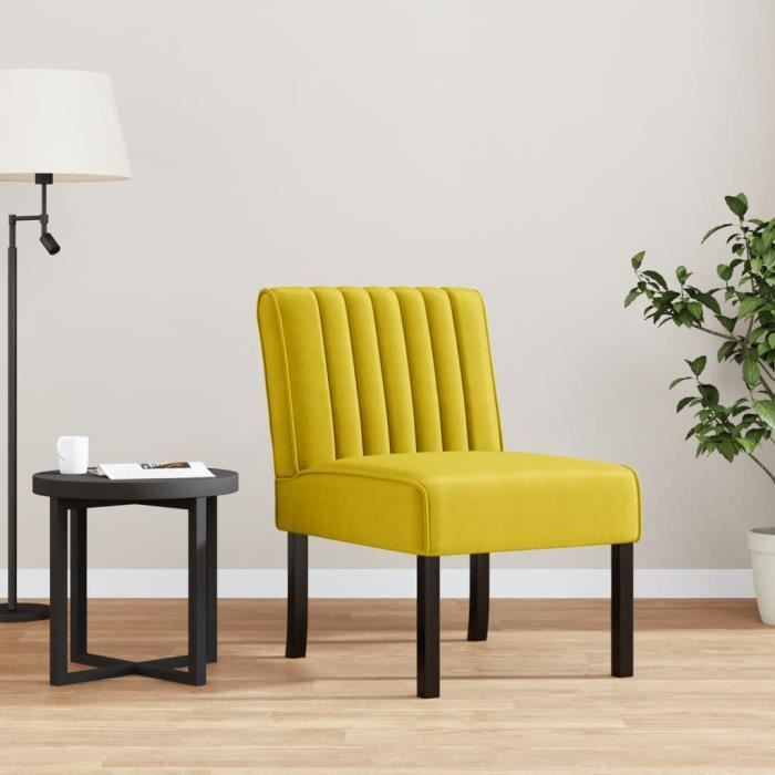 UU Fauteuil sans accoudoirs jaune velours 48x64x72 cm 352455