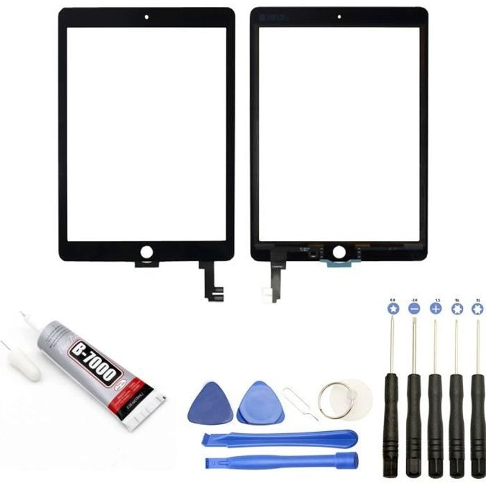 Visiodirect® Vitre écran tactile compatible avec iPad Air 2 NOIR+ Kit outils + Colle B7000 Offerte