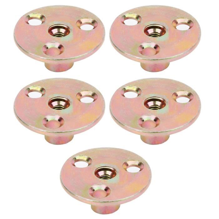 Tbest écrou à bride 5 pcs T Écrou Bride 3 Trous Fer Galvanisé Meubles