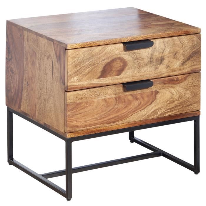wohnling table de chevet bois massif 50x40x51 cm table de nuit d'appoint haute