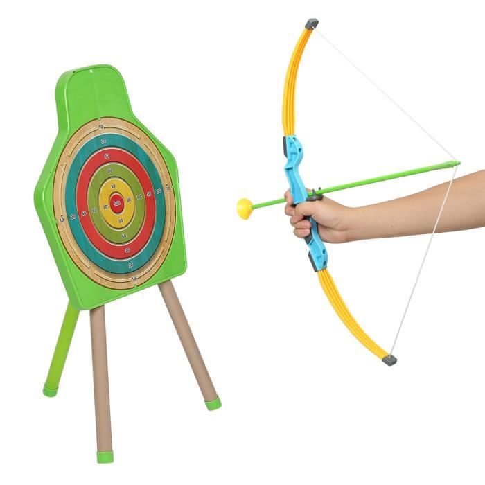 Arc Et Flèche Pour Enfants Avec Lumières LED - Kit Tir à L'Arc 9 Flèches Ventouses, Cible Et Carquois Jouet Extérieur