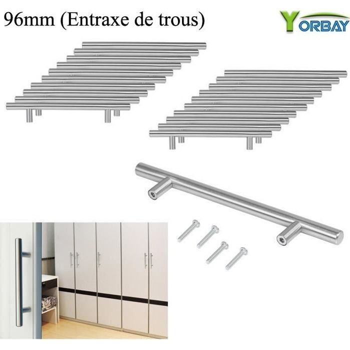 Yorbay 20pcs T Barre Poignees Porte Acier Inoxydable Armoire De