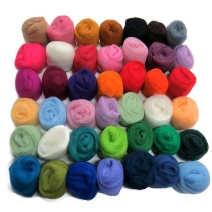 Kit Laine Cardée à Feutrer - 16 Couleurs, 10g Chacune, Avec Aiguilles Et Mousse, Pour Débutants En Feutrage