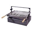 Support Barbecue avec tiroir et récupérateur de graisse, Bac avec Plaque pour Barbecue en Inox coloris Gris - 50 x 41 x 42cm-1