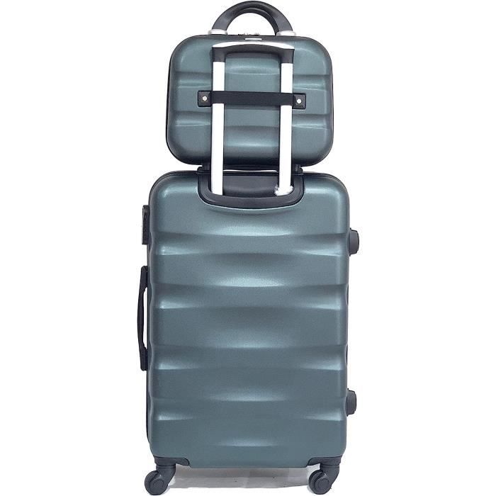 Grande valise rigide à 4 roues vert d'eau/carmin - Maison du Bagage