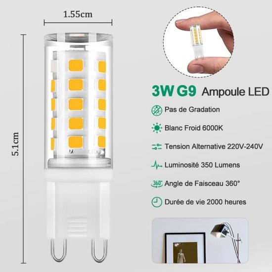 Ampoule G9 LED 3W - Nexel Edition Température 6500K BLANC FROID