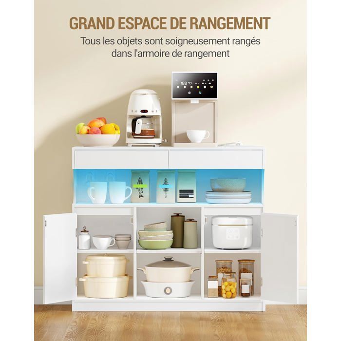 Armoire de cuisine 2 portes avec éclairage led à capteur et étagères réglables - mdf noir 120 × 60,5 × 40 cm