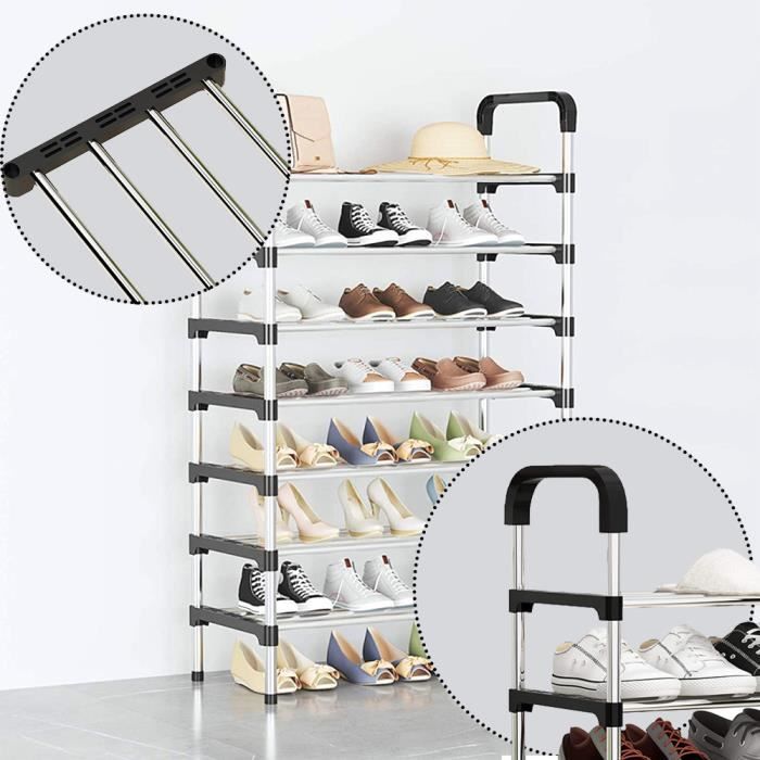 Achat Porte Chaussures - Scandinave - 98 *103*35 cm - Blanc & chêne clair