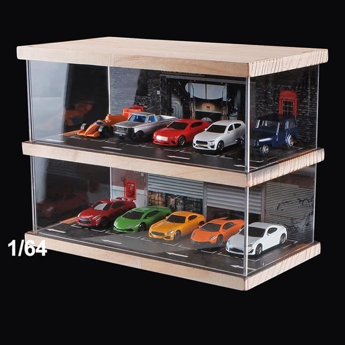 1 64 Parking Vitrine Diecast Voiture Garage Dustproof Container pour Diorama Modelisme A Deux etages Cdiscount Jeux Jouets
