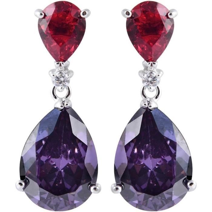Boucles D'oreilles Larme En Cristal Pavé Violet - Clip-on, Neuves Avec étiquettes Oscar De La Rebta