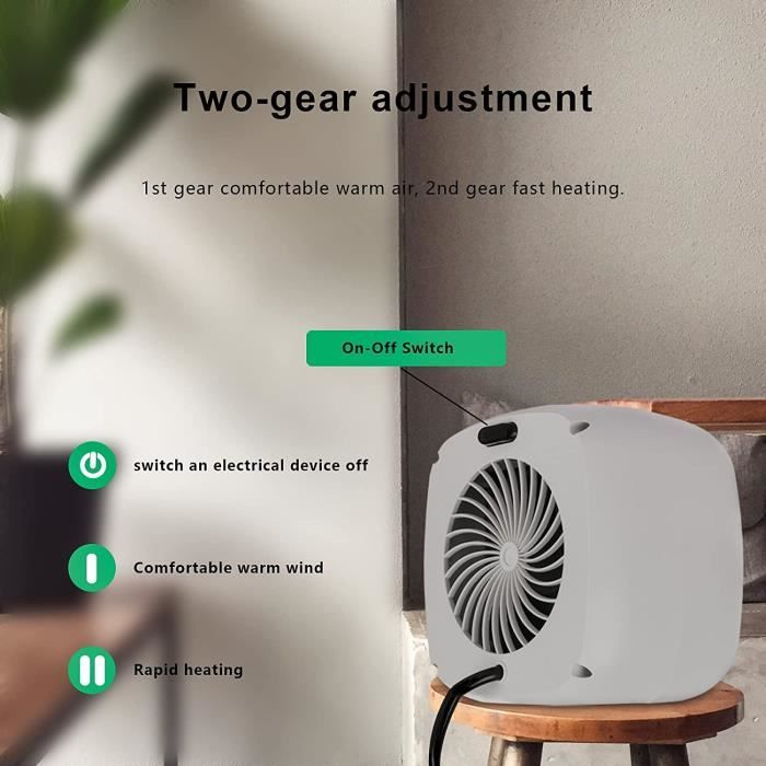 Radiateur soufflant portable en céramique 800 W, thermostat de salle de bain, protection contre la surchauffe, anti-déversement, blanc | Leroy Merlin Radiateur soufflant portable en céramique 800 W, thermostat de salle de bain, protection contre la surchauffe, anti-déversement, blanc | Leroy Merlin