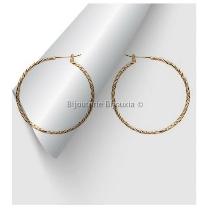 Boucles D'oreilles Créoles 4 Cm - Plaqué Or 18 Carats - Doré - Pour Femme - Neuves Avec étiquettes