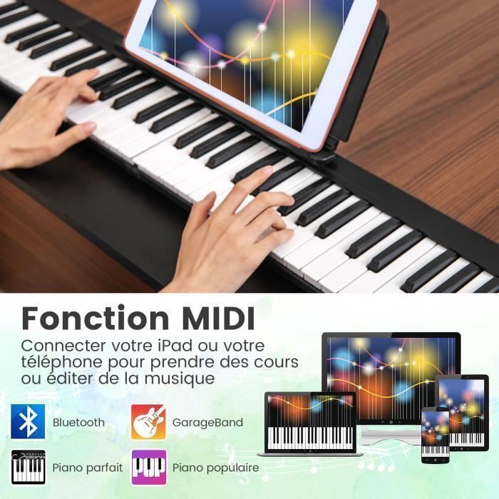 Piano Numérique Pliable 61 Touches – Avec Microphone, Pupitre Et 3 Modes D’Apprentissage – 200 Rythmes Et Timbres Pour Débutants - 5