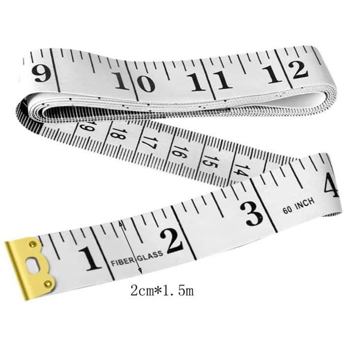 Mètre ruban de couture - 150 cm - double face avec mesures en cm et en  pouces, jaune, 150 cm