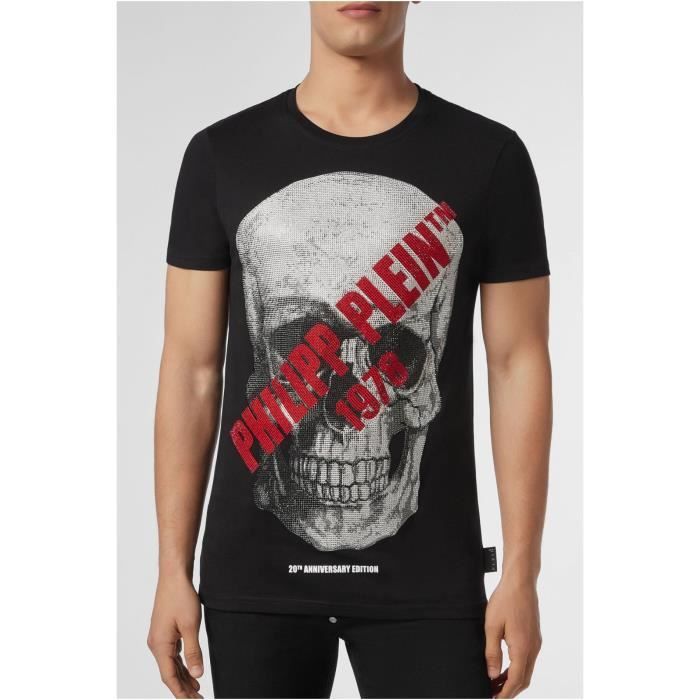 Tee shirt en coton t te de mort strass e Philipp plein Homme