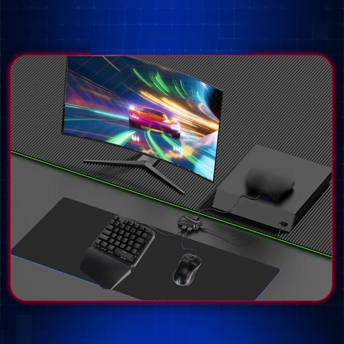 Qiilu Adaptateur Clavier et Souris pour Console Set Complet Jeux PS5 Switch Plug and Play