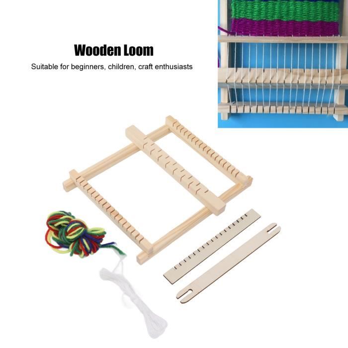Métier à Tisser En Bois Pour Enfants Et Adultes – Kit Complet Carré Idéal Débutants – Jouet Créatif Éducatif En Bois Naturel