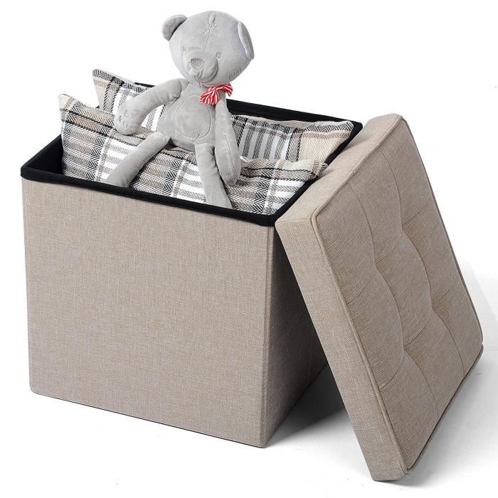 Tabouret Avec Rangement Pouf Rond Pliant Pliable Rembourré Couvercle