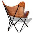 Fauteuil chaise siege lounge design club sofa salon papillon cuir veritable marron-2