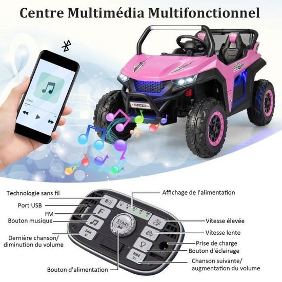 LALAHO Voitures électriques Pour Enfants Mercedes Benz AMG Avec Telecommande 2 4g Vehicule Electrique Enfant 2 Portes Avec Mp3 Blanc
