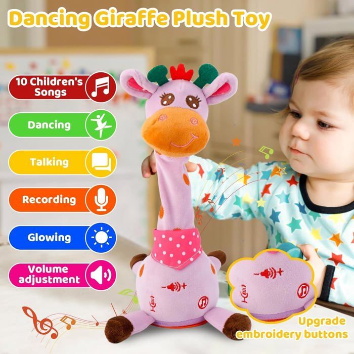 Peluche Interactive Dansante Pour Bébé Girafe Peluche Parlante Et Dansante – Jouet Interactif Rechargeable Pour Enfants 1-3 Ans (32 Cm) Girafe Répétitive Chantante Peluche Peluche Interactive Dansante Pour Bébé Girafe Peluche Parlante Et Dansante – Jouet Interactif Rechargeable Pour Enfants 1-3 Ans (32 Cm) Girafe Répétitive Chantante Peluche