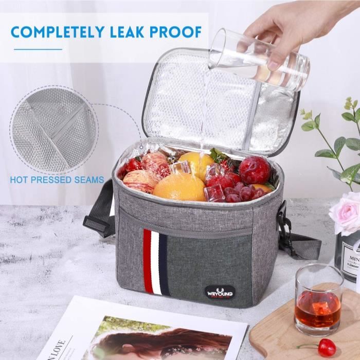 Sac Repas Isotherme Pliable - étanche, Poignée Ergonomique, Idéal Pique-nique, Bureau, Voyage - 10