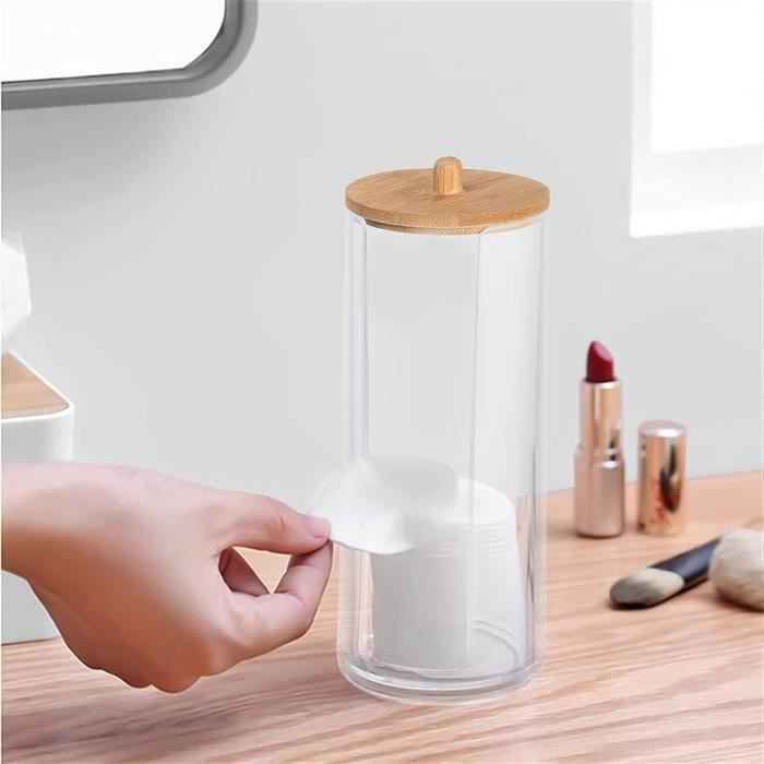 INIUNIK - Lot De 2 Pots En Verre Avec Couvercle Bambou - Pour Cotons-tiges, Boules De Coton, Rangement Salle De Bain