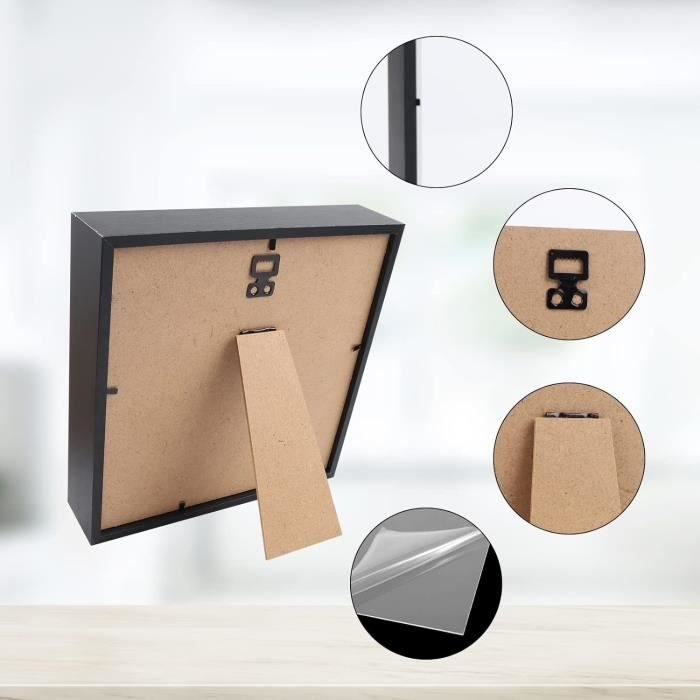 Sunmeg Cadre Boîte D’ombre 3D à Remplir – 25x25 Cm – Bois – Profondeur 3 Cm – Pour Souvenirs, Fleurs, Objets